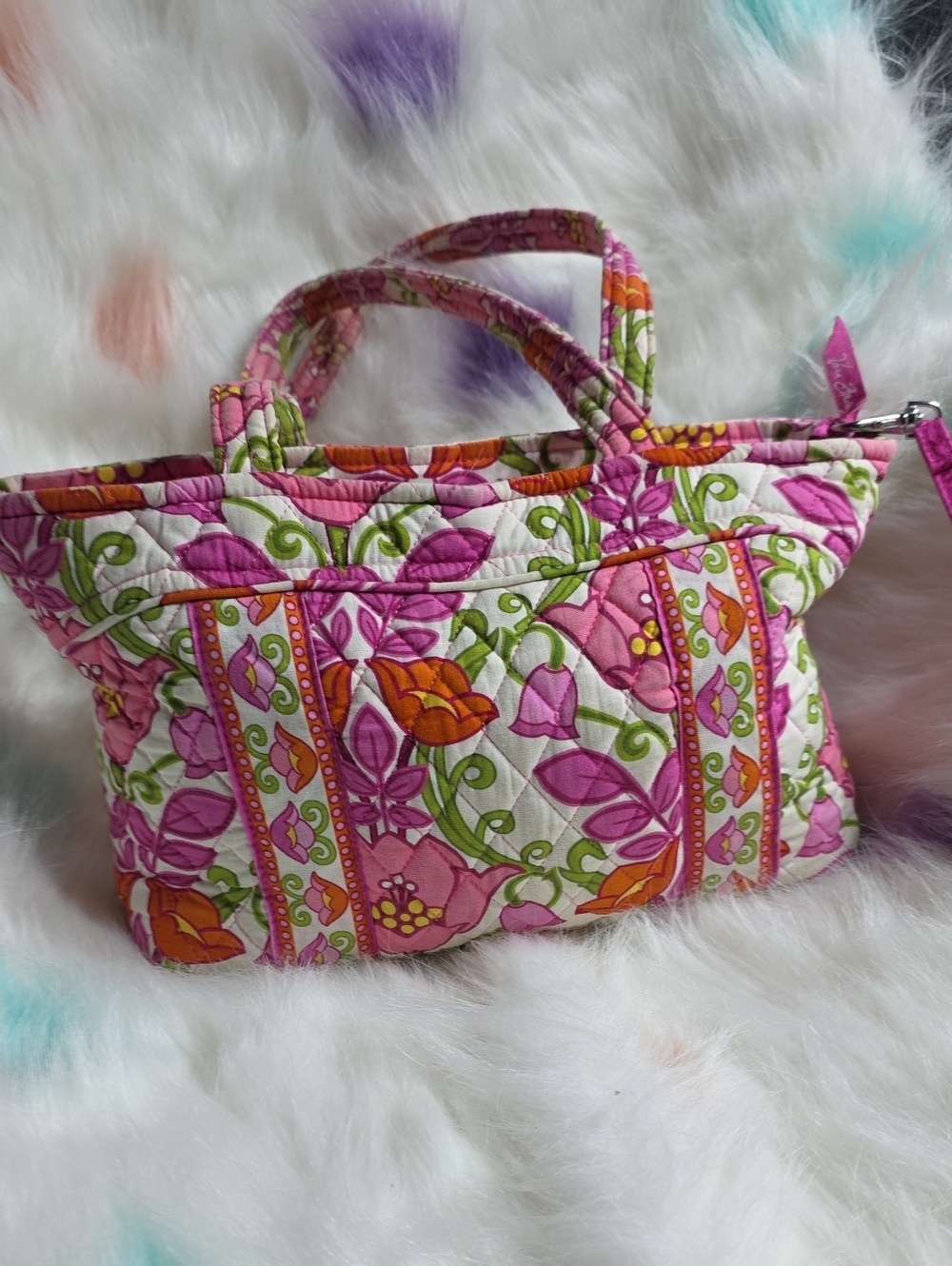 Quilted Floral Pink Tote Bag - Picture 1 of 4